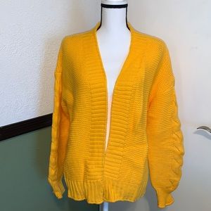 Solid Color Long Sleeve Open Front Chunky Cardigan Sweater